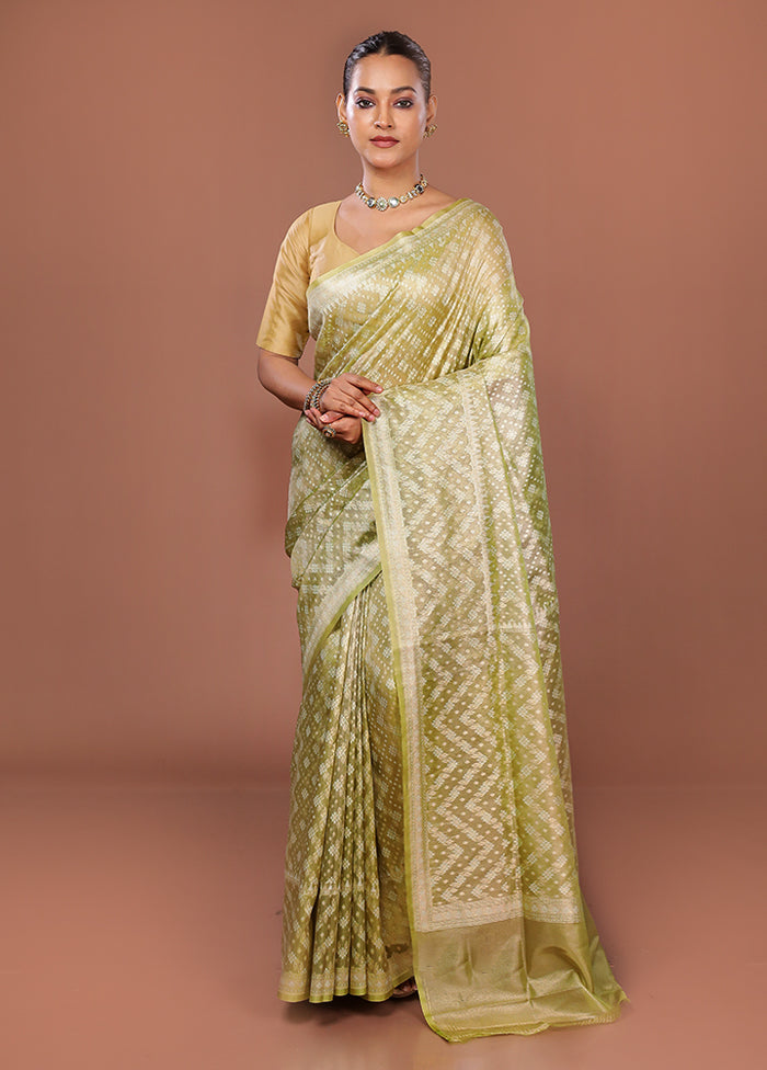 Green Tissue Silk Saree With Blouse Piece