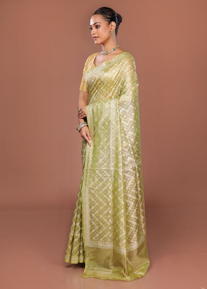 Green Tissue Silk Saree With Blouse Piece