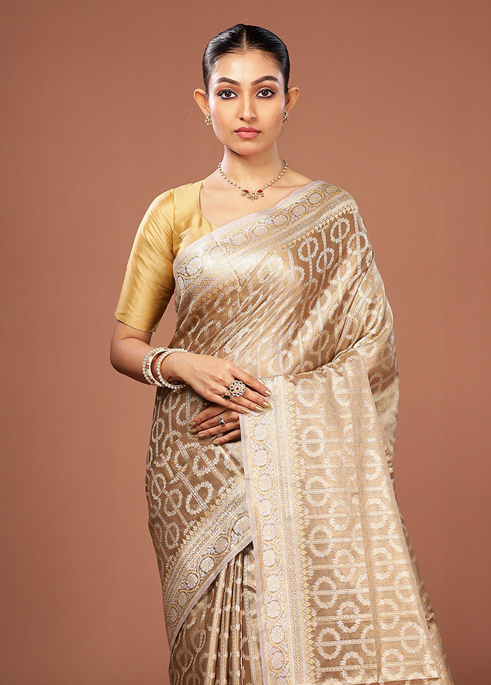 Cream Tissue Silk Saree With Blouse Piece
