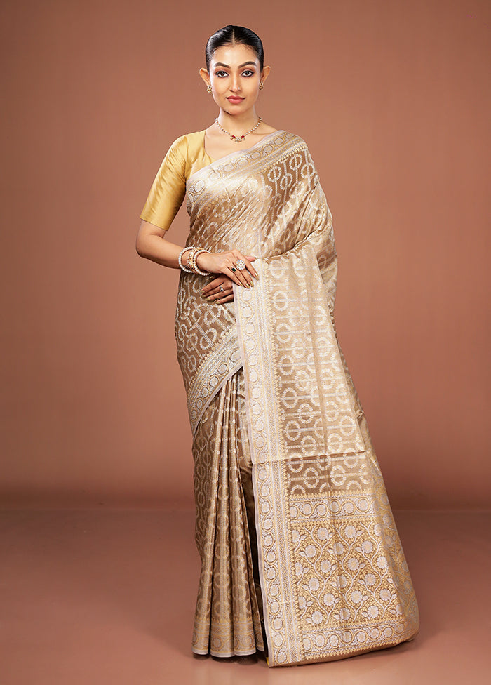 Cream Tissue Silk Saree With Blouse Piece