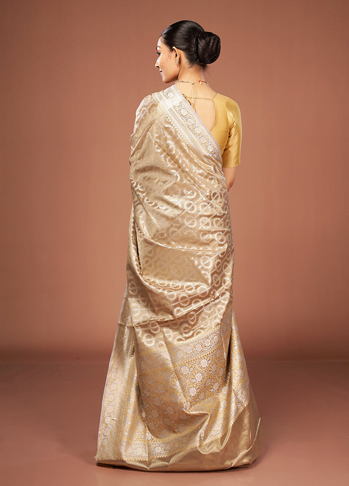 Cream Tissue Silk Saree With Blouse Piece