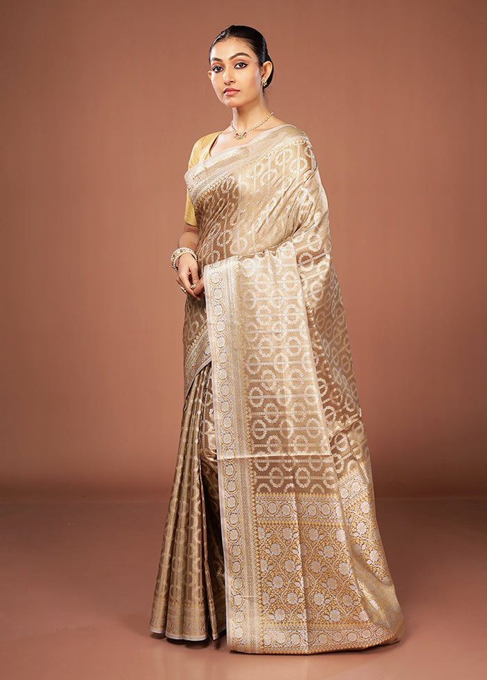 Cream Tissue Silk Saree With Blouse Piece