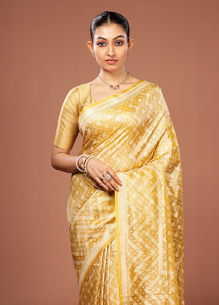 Yellow Tissue Silk Saree With Blouse Piece