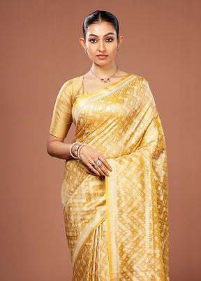 Yellow Tissue Silk Saree With Blouse Piece