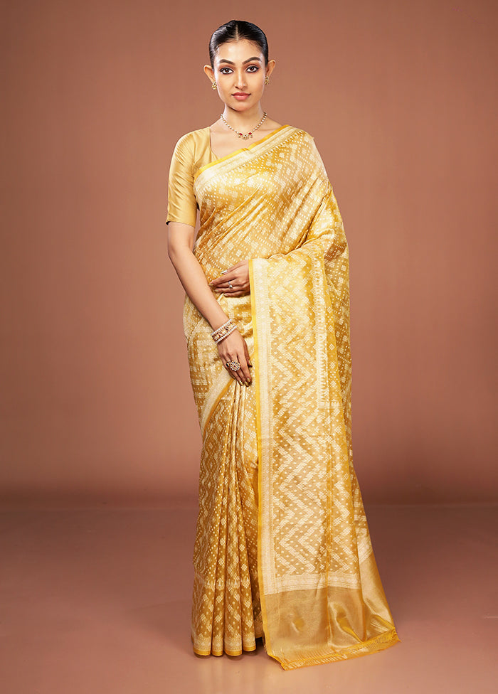 Yellow Tissue Silk Saree With Blouse Piece