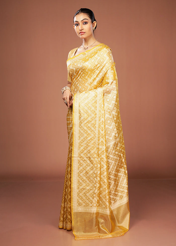 Yellow Tissue Silk Saree With Blouse Piece