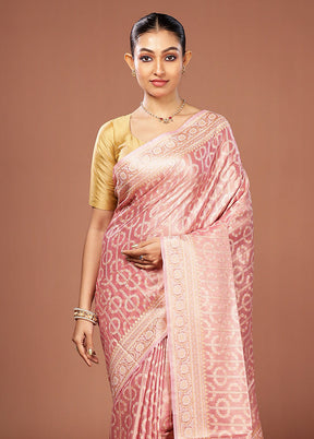 Pink Tissue Silk Saree With Blouse Piece