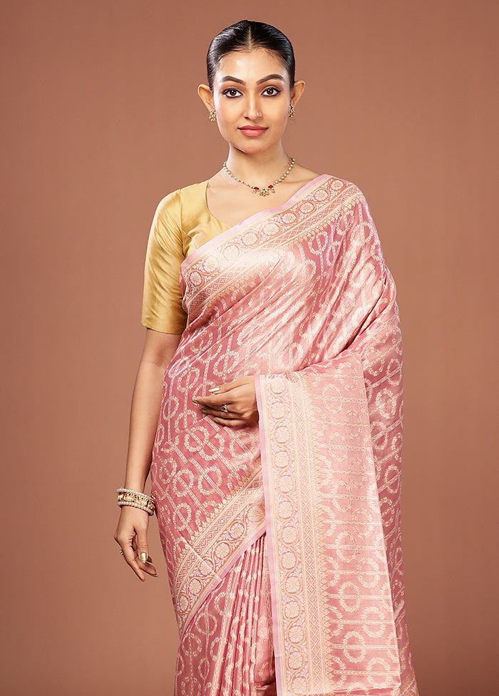 Pink Tissue Silk Saree With Blouse Piece