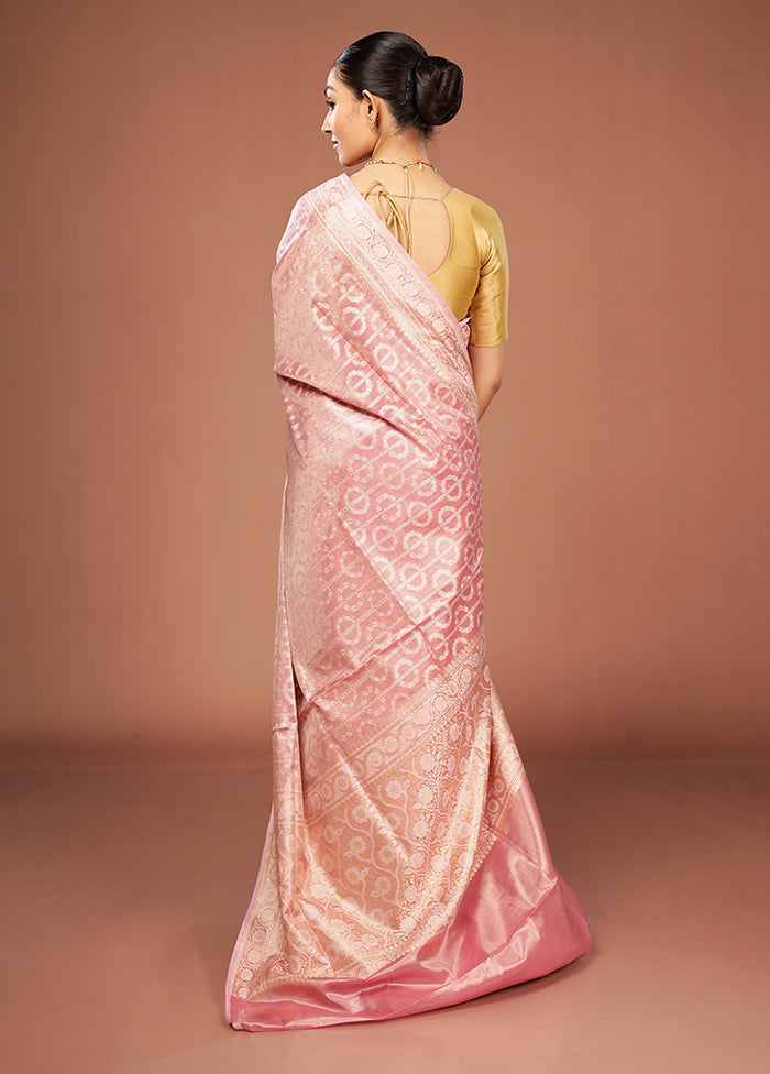 Pink Tissue Silk Saree With Blouse Piece