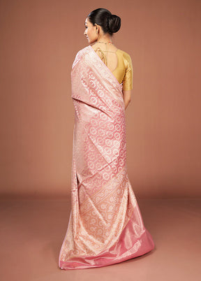 Pink Tissue Silk Saree With Blouse Piece
