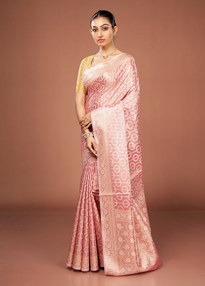 Pink Tissue Silk Saree With Blouse Piece