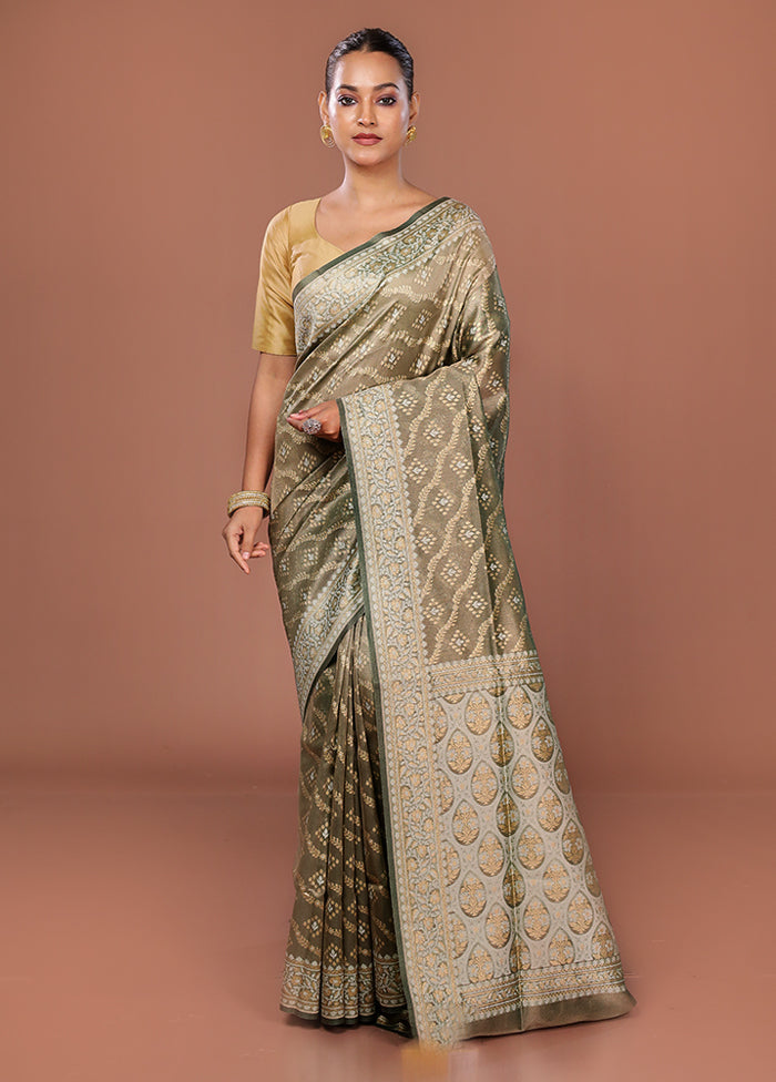 Grey Tissue Silk Saree With Blouse Piece