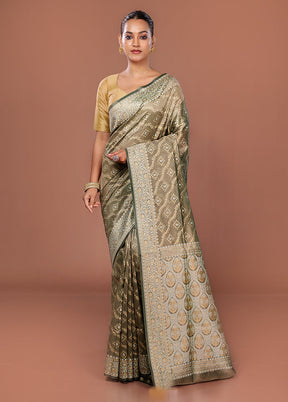 Grey Tissue Silk Saree With Blouse Piece