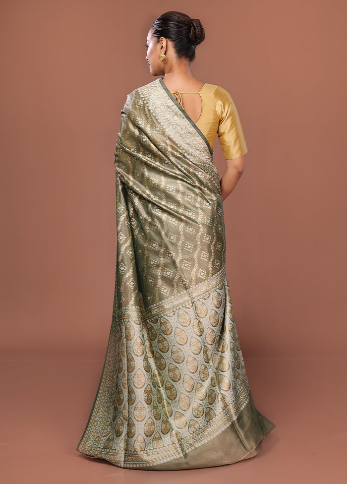 Grey Tissue Silk Saree With Blouse Piece