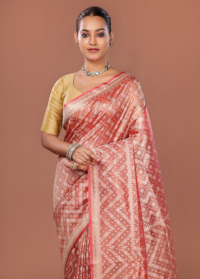 Pink Tissue Silk Saree With Blouse Piece
