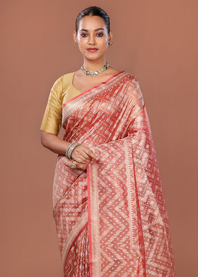 Pink Tissue Silk Saree With Blouse Piece
