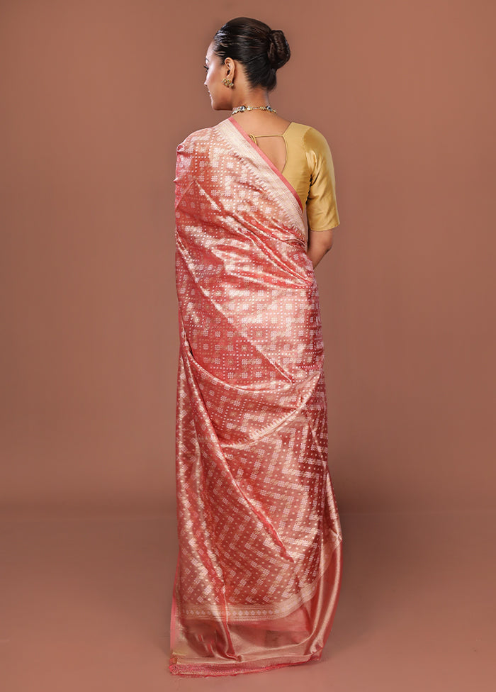 Pink Tissue Silk Saree With Blouse Piece