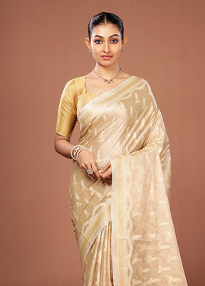 Cream Tissue Silk Saree With Blouse Piece