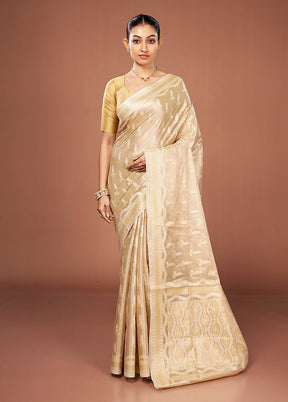 Cream Tissue Silk Saree With Blouse Piece