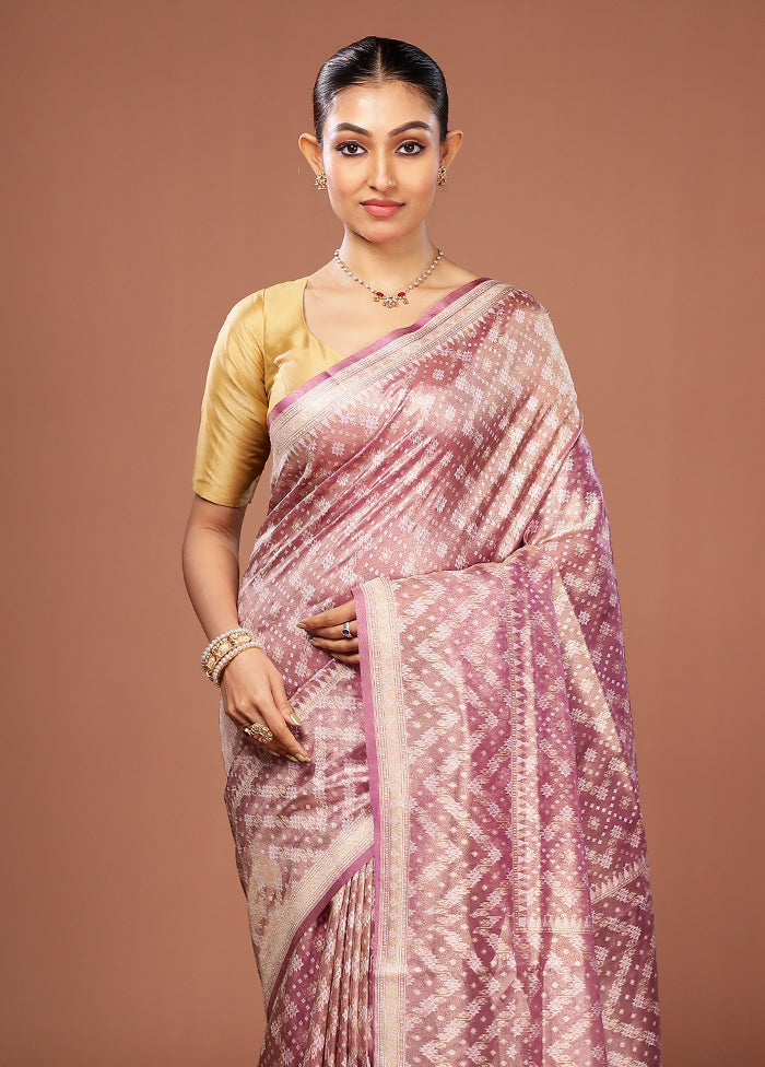 Purple Tissue Silk Saree With Blouse Piece