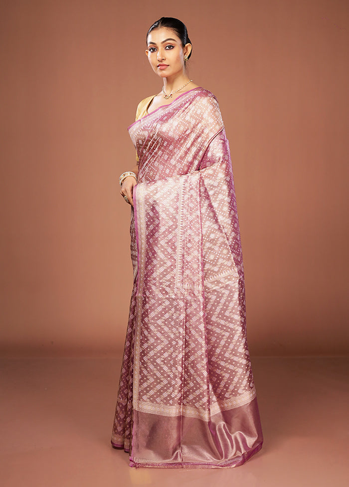 Purple Tissue Silk Saree With Blouse Piece