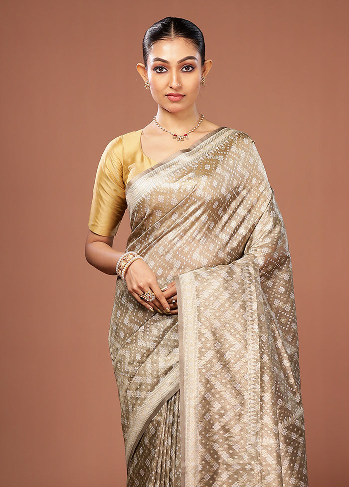 Grey Tissue Silk Saree With Blouse Piece
