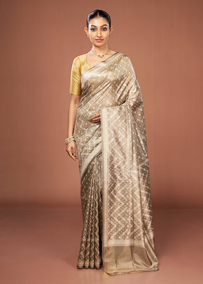 Grey Tissue Silk Saree With Blouse Piece