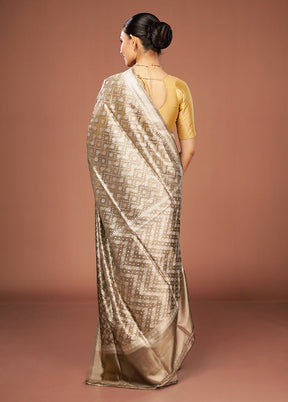 Grey Tissue Silk Saree With Blouse Piece