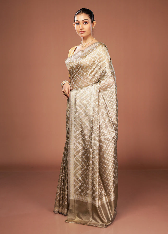 Grey Tissue Silk Saree With Blouse Piece