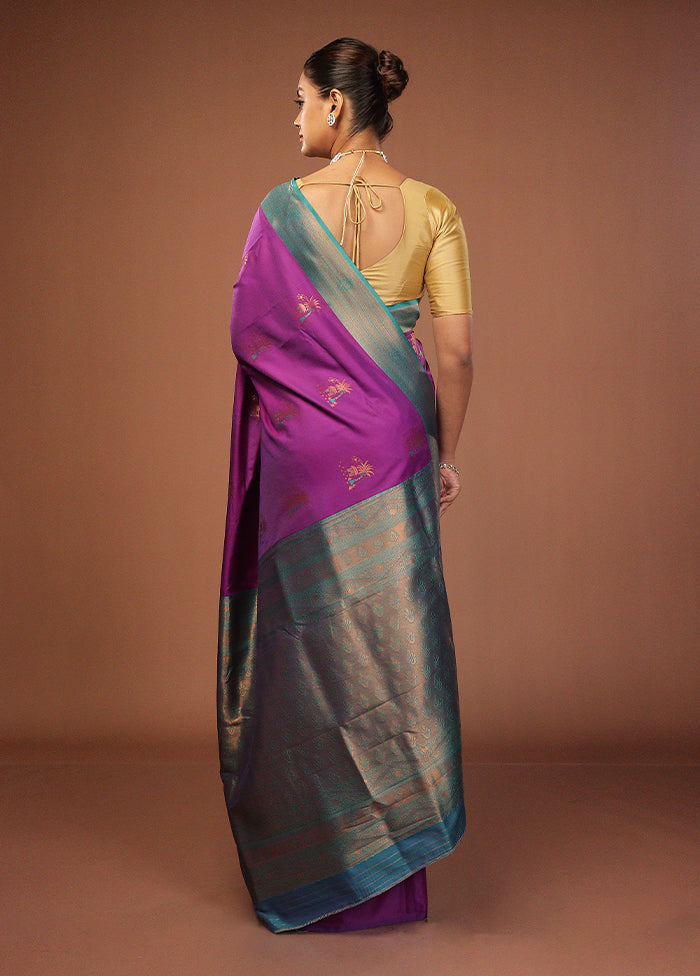 Purple Dupion Silk Saree With Blouse Piece