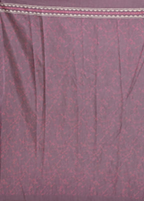 Purple Printed Silk Saree Without Blouse Piece