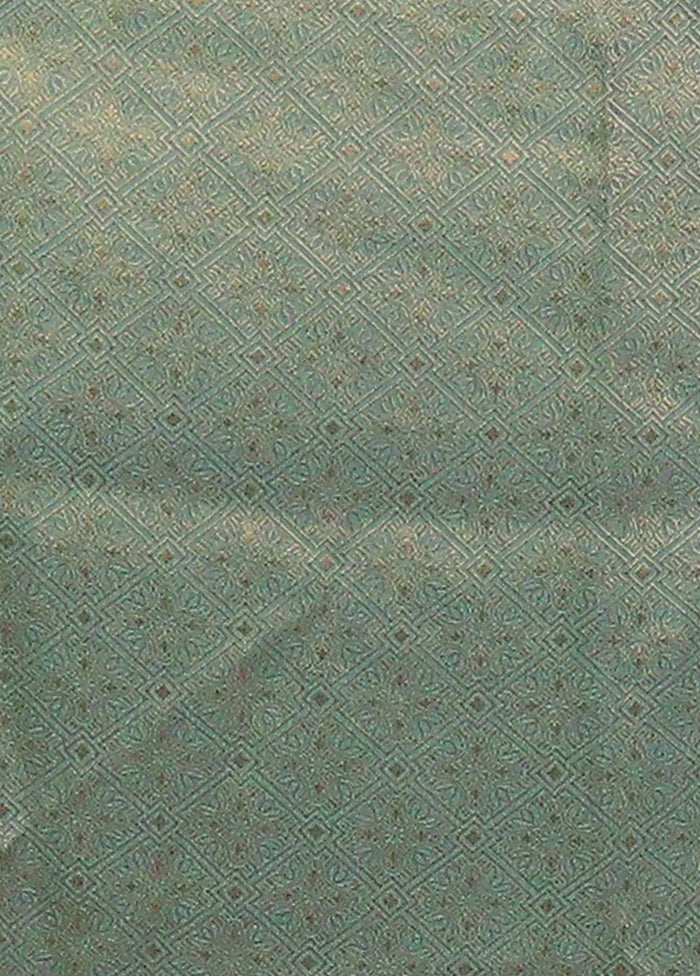 Green Dupion Silk Saree With Blouse Piece