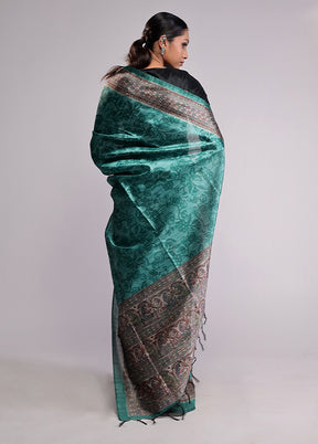 Green Tussar Silk Saree With Blouse Piece