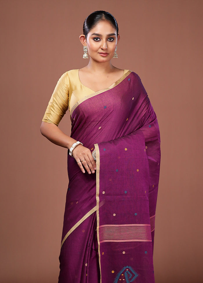 Purple Matka Silk Saree With Blouse Piece