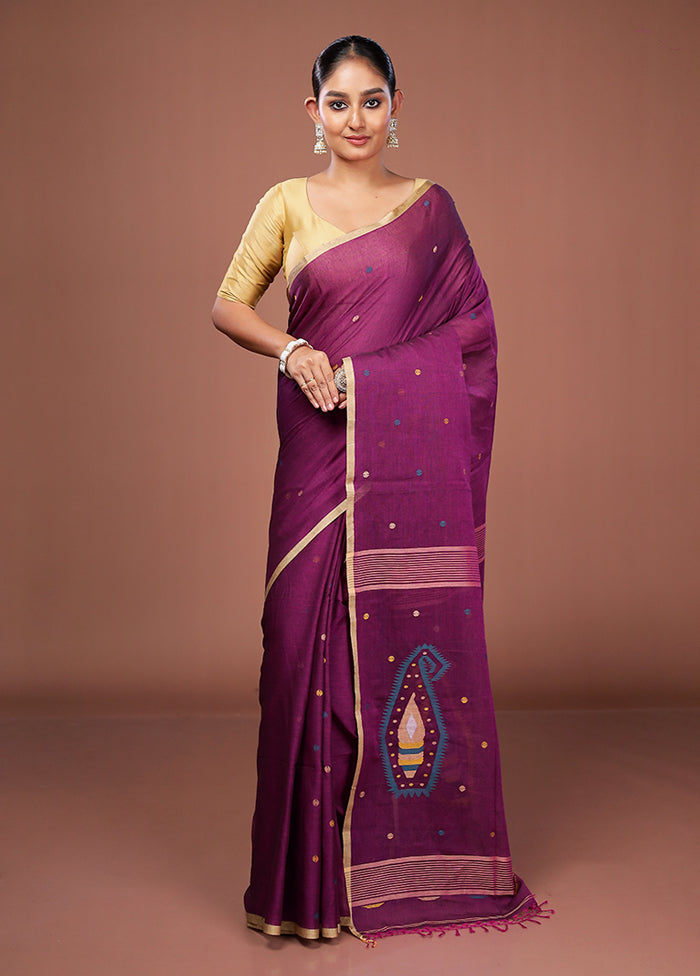 Purple Matka Silk Saree With Blouse Piece
