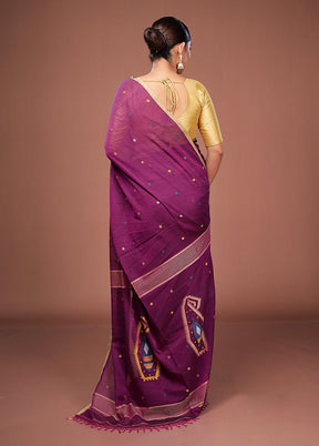 Purple Matka Silk Saree With Blouse Piece