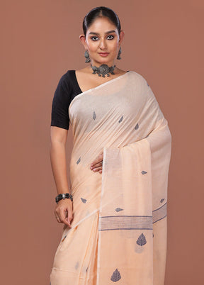 Peach Matka Silk Saree With Blouse Piece