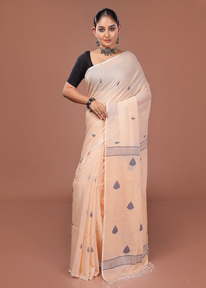 Peach Matka Silk Saree With Blouse Piece