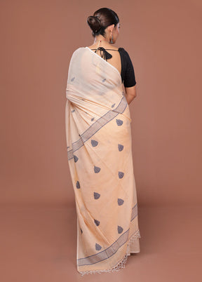 Peach Matka Silk Saree With Blouse Piece
