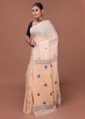 Peach Matka Silk Saree With Blouse Piece