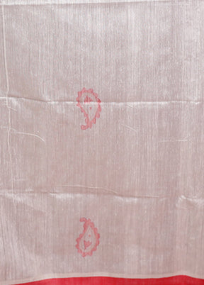 White Matka Pure Silk Saree With Blouse Piece