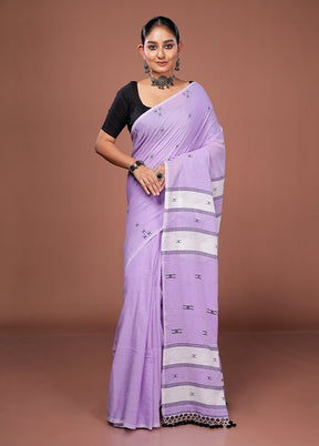 Purple Matka Silk Saree With Blouse Piece