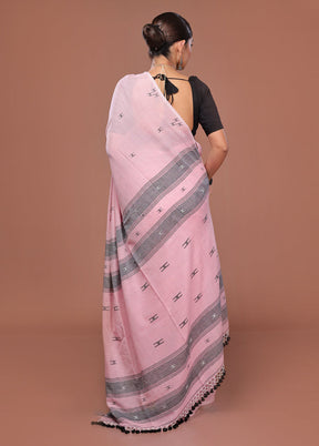 Pink Matka Silk Saree With Blouse Piece