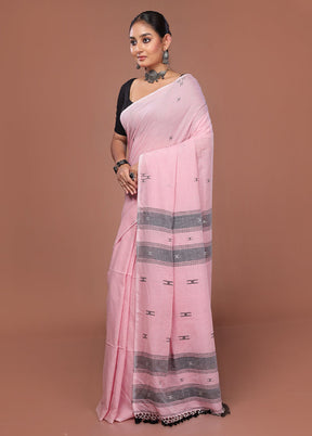 Pink Matka Silk Saree With Blouse Piece