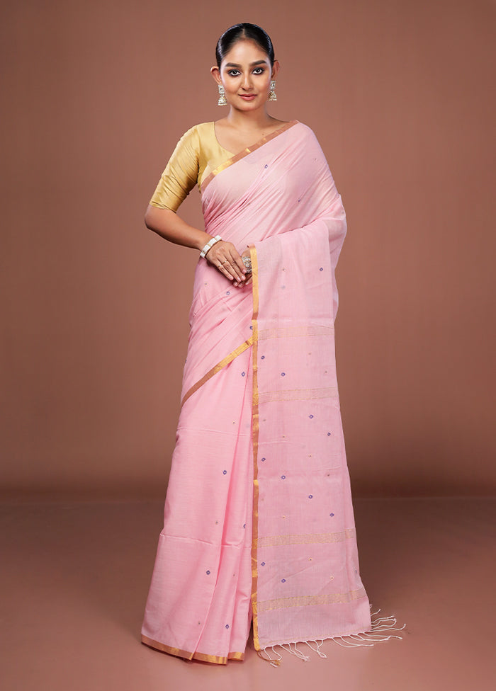 Pink Matka Silk Saree With Blouse Piece