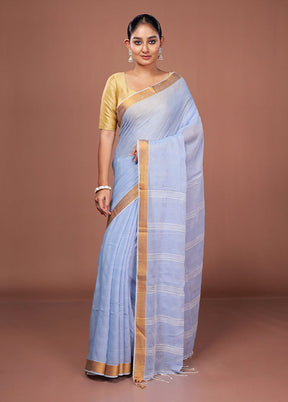 Blue Matka Silk Saree With Blouse Piece