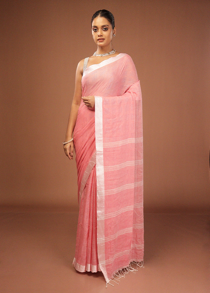 Pink Matka Silk Saree With Blouse Piece