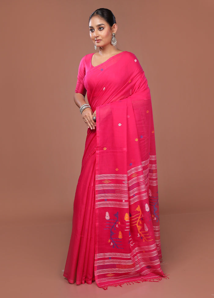 Pink Matka Silk Saree With Blouse Piece