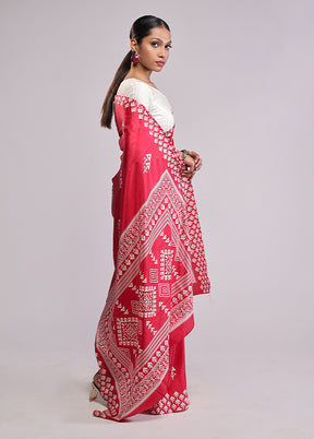 Pink Dupion Silk Saree With Blouse Piece