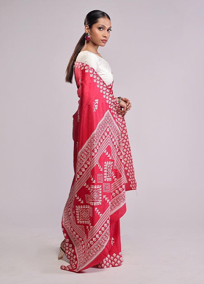 Pink Dupion Silk Saree With Blouse Piece